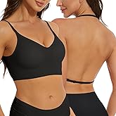 Women's Low Back Bra, Backless Bra, Seamless Halter Push Up Padded Bralette Multiway Convertible Bras