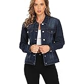 Dilgul Women's Denim Jacket Casual Long Sleeve Basic Button Down Denim Jean Jacket