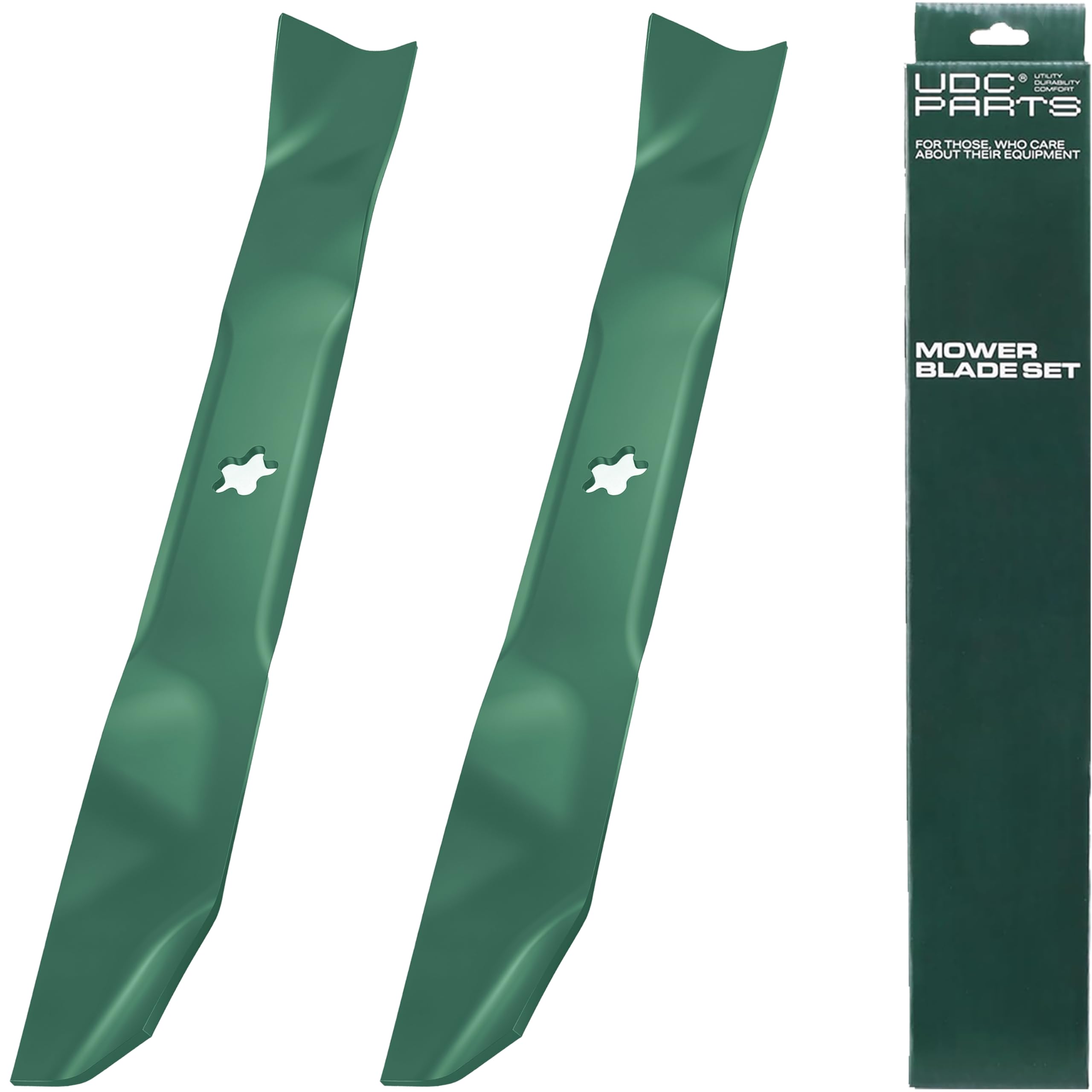 UDC Parts 139775 Mower Blades Replacement for Husqvarna 42 Inch LTH2042 LT18542 LT16542 LTH18542 532139775 594893101 Craftsman YTH22V42 Poulan PBA195H42LT PB20A42LT AYP / 2 Pack Mulching Blades Image