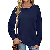 Elesomo Sweatshirt for Women Cotton Crewneck Long Sleeve Fall Shirts Fashion Clothes