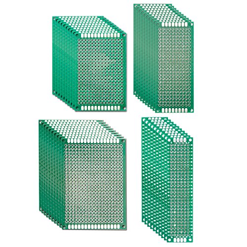 40 Pcs Double Sided PCB Board Prototype Kit for DIY Soldering with 4 Sizes by Airkoul
