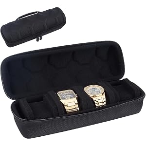 PH PandaHall 4 Slots Watch Case Travel Watch Storage Box Watches Zippered Organizer Box Portable Watches Collection Box Wrist