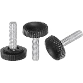 uxcell 20pcs M4 x 20mm Metric Male Thread Knurled Knobs, Thumb Screw Clamping Knobs Grip Plastic Handle Hand Knobs with Threaded Stud, Black