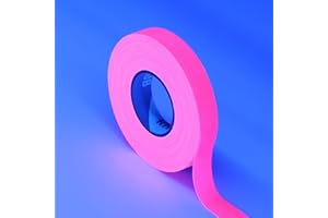 KIWIHUB Neon Gaffer Cloth Tape, UV Blacklight Glow in The Dark Tape for Neon Party, UV Reactive Gaffers Tape for Glow Party Supplies, 0.6 inch x 66 Feet - Fluorescent Pink