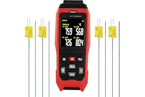 Digital Dual-Channel K/J Type Thermocouple Thermometer 4 K-Type Probes, Accurate Temperature Range from -328 to 2501°F, HVAC 