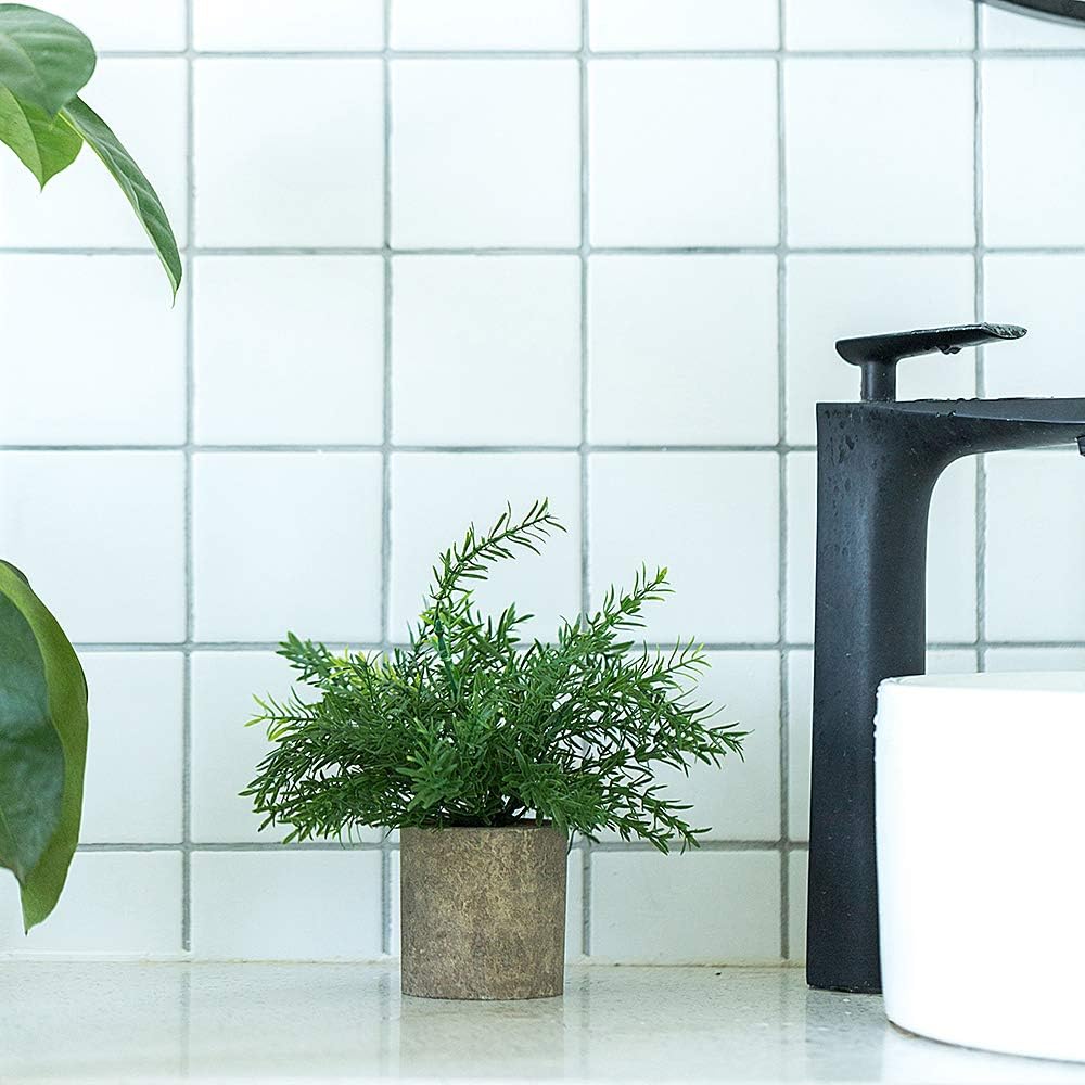 HC STAR Potted Artificial Pant Fake Green Grass with Pot Decorative Lifelike Set of 6 (High-Foot, Green-4 & Purple-2) -