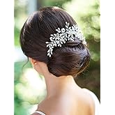 Catery Rhinestones Hair Comb Bridal Headpiece Silver Wedding Hair Accessories for Brides and Women