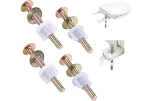 4 Pack Toilet Seat Hinge Bolt, Quick Fix Toilet Screws Replacement with Nuts Washers, No More Wiggle Steel Toilet Screws Fastener for Top Toilet Seat Kohler TOTO, Syocsek