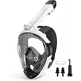 Full Face Snorkel Mask, Snorkeling Gear for Adults, Scuba Mask Diving Dry Top Snorkel Gear with Detachable Camera Mount, 180° Panoramic View Anti-Leak Anti-Fog Travel Package