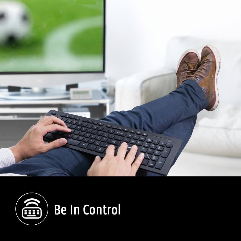 Genius Wireless Smart Keyboard and Mouse Combo [SlimStar 8008] - Multimedia Keyboard and Precision Mouse Set. Brushed Metal Look, Smart Profile Switch, Rich Function Keys for PC & Mac Computers