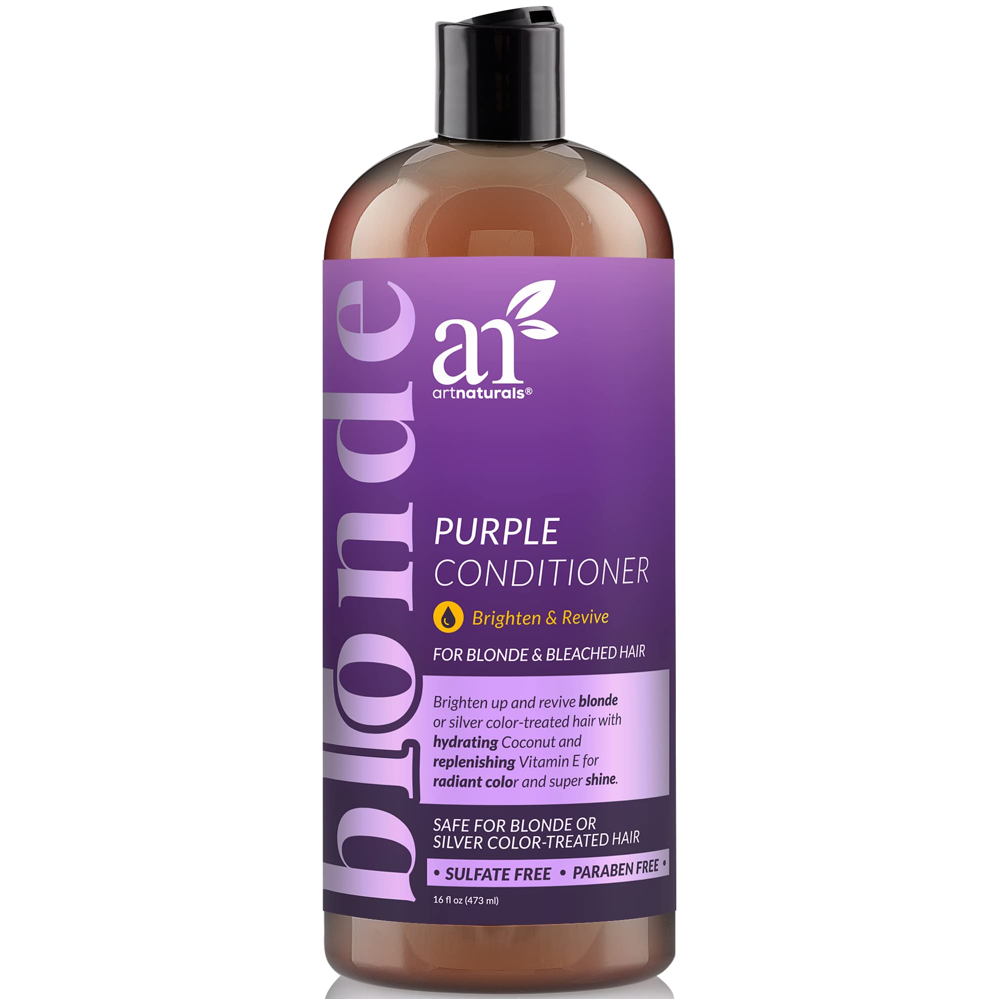 ArtNaturals Purple Conditioner for Blonde Hair – (16 Fl Oz / 473ml) – Protects, Balances and Tones – Bleached, Color Treated and Silver Hair - Sulfate Free.
