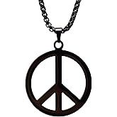 Paialco Black Stainless Steel Peace Sign Necklace for Men