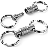 FEGVE Titanium Quick Release Swivel Keychain, Pull Apart Detachable Keychain Heavy Duty Car Key Holder with Key Rings