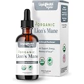 LIQUIDHEALTH USDA Organic Lion's Mane Mushroom Drops Supplement - Extra Strength Pure Extract for Brain Support, Energy, Memory, &amp; Focus - Vegan, 60-Day Supply, Made in USA (2 fl oz)