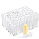 Pilloze 50 PCS Clear Lip Balm Tubes Empty, 5.5ml Chapstick Tubes with Caps | Twist-up Portable BPA-Free &amp; Leak-Proof Lip Balm Containers Bulk for DIY Homemade Lipstick, Chapstick, Solid Perfume