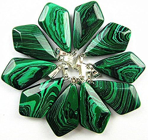 12PCS Beautiful unique black green malachite carved arrowheaded pendant bead