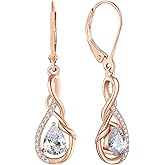 Starchenie Infinity Dangle Drop Earrings Sterling Silver Leverback Earrings Gemstones Twisted Jewelry