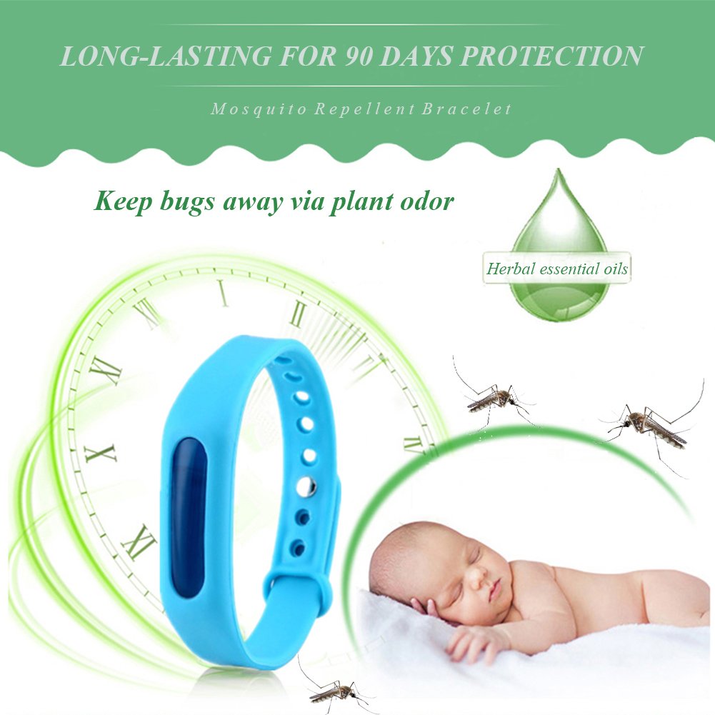 KIVETAI Mosquito Repellent Bracelet 100% All Natural Anti Mosquito Bracelet With 2 Free Essential Oils Capsules Waterproof Non Spray Deet Free 60 Days Protection for Kids, Adult and Pregnant