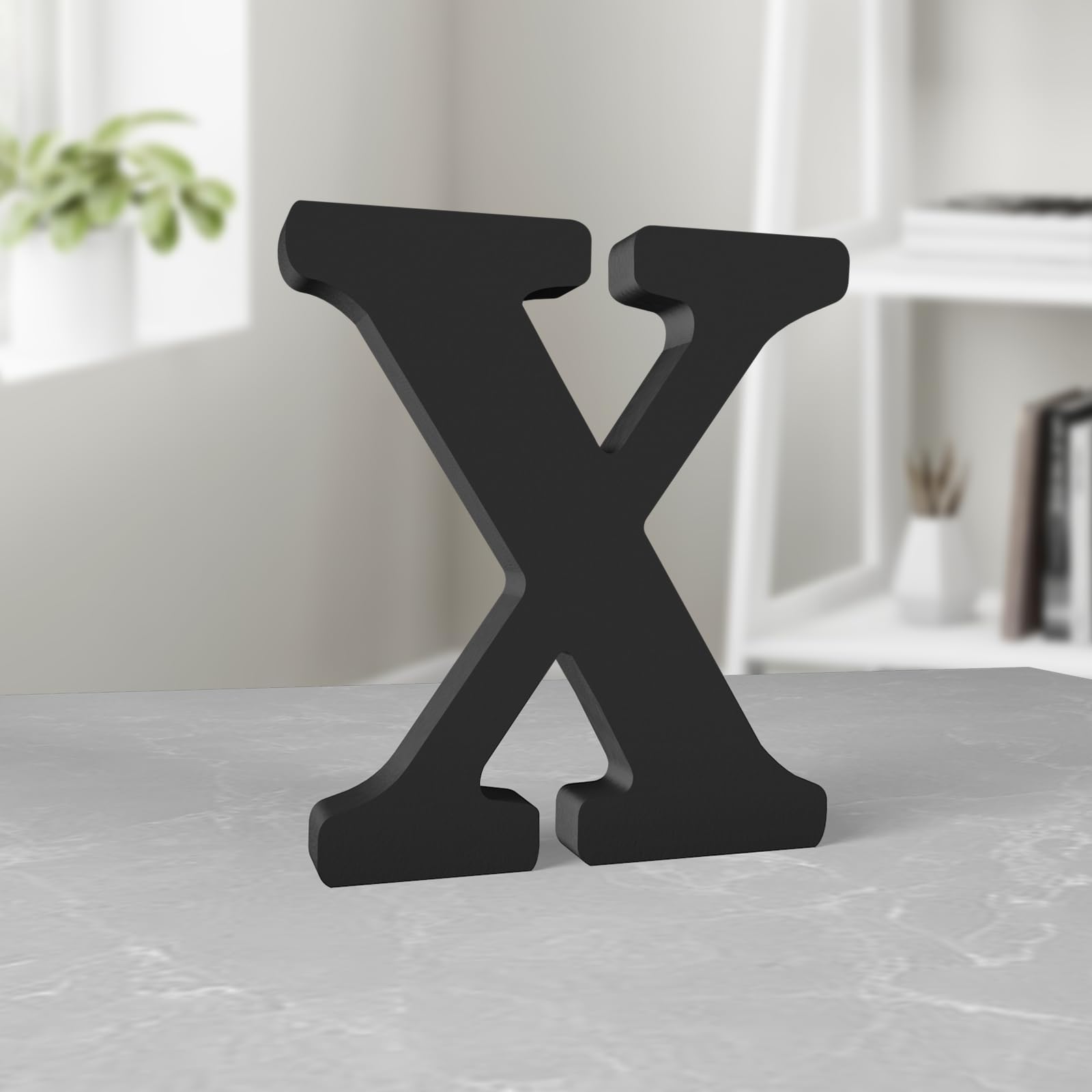 Aruatu 6 Inch Black Wood Letters Unfinished Wood Letters for Wall Decor Decorative Standing Letters Slices Sign Board Decoration for Craft Home Party Projects (X)