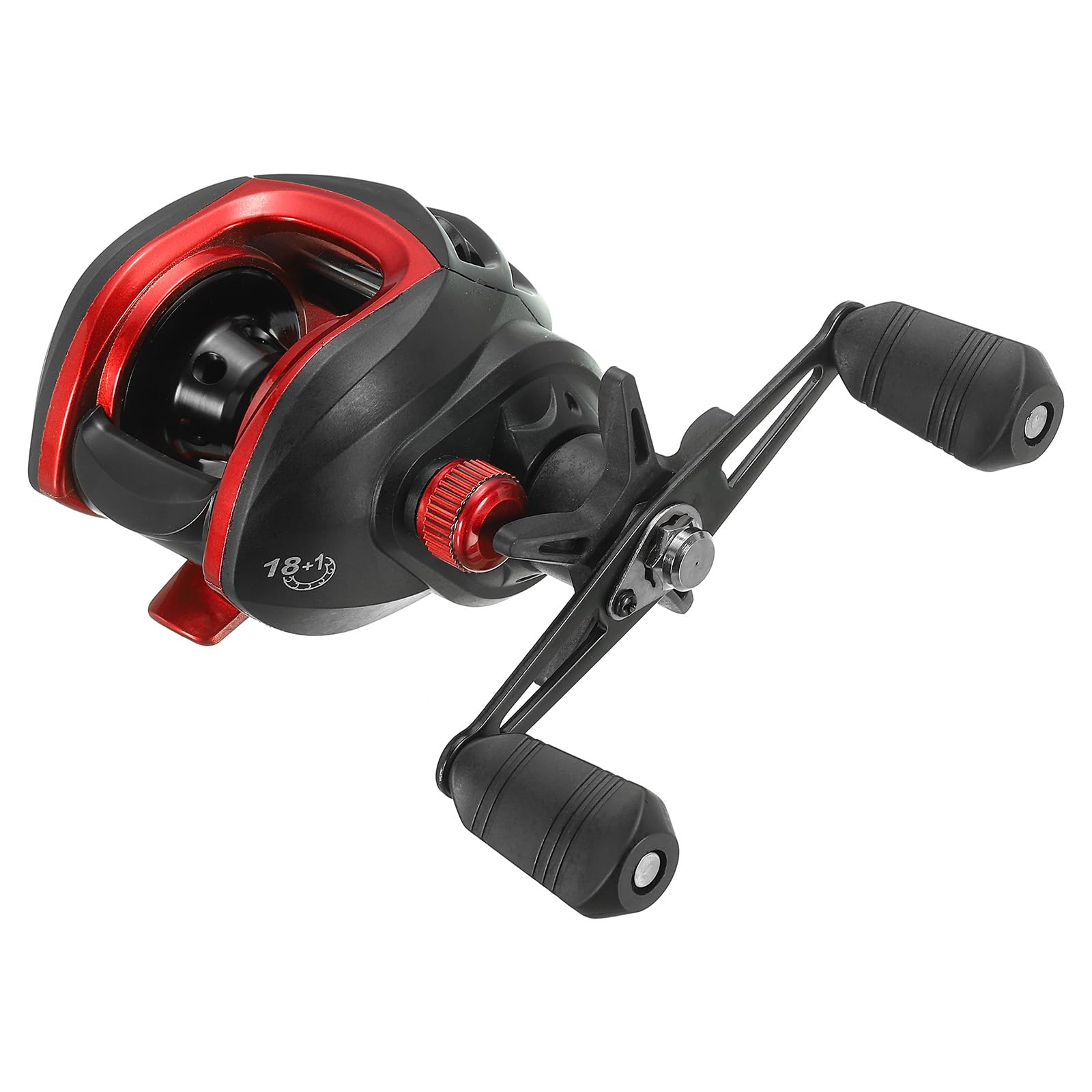 PATIKIL Baitcasting Fishing Reel, 12 Speed Magnetic Braking System with 18+1BB Ball Bearings, 8.1:1 Gear Ratio Right-Handed Fishing Reels for Fishing Saltwater Freshwater, Red, Black