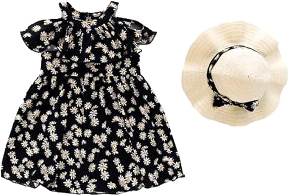 Amazon ガールズ リトルデイジー ワンピース サマー 洋式 ドレス キッズ チュチュ スリング スカート プリンセス ドレス パーティー ストラップレス ビーチドレス 帽子付き ワンピース チュニック 通販