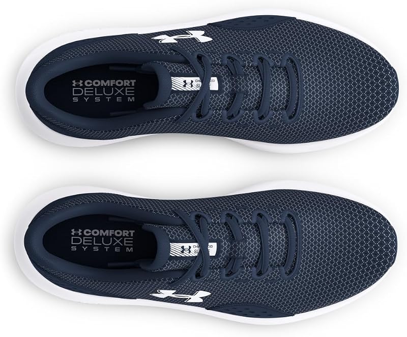 UA Charged Surge 4 Zapatos de deporte para hombre, ligeras y transpirables deportivas de hombre, color azul almirante/blanco/blanco