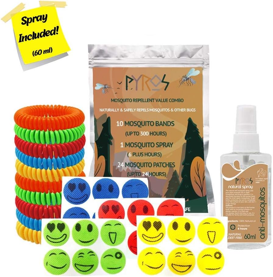 Mosquito Repellent Bracelet Set - Waterproof Bug & Insect Repellant Bracelets, Spray & Patches for Kids & Adults with Natural Citronella Oil - 35-Piece Kit for Camping, Hiking & Travel, Nontoxic