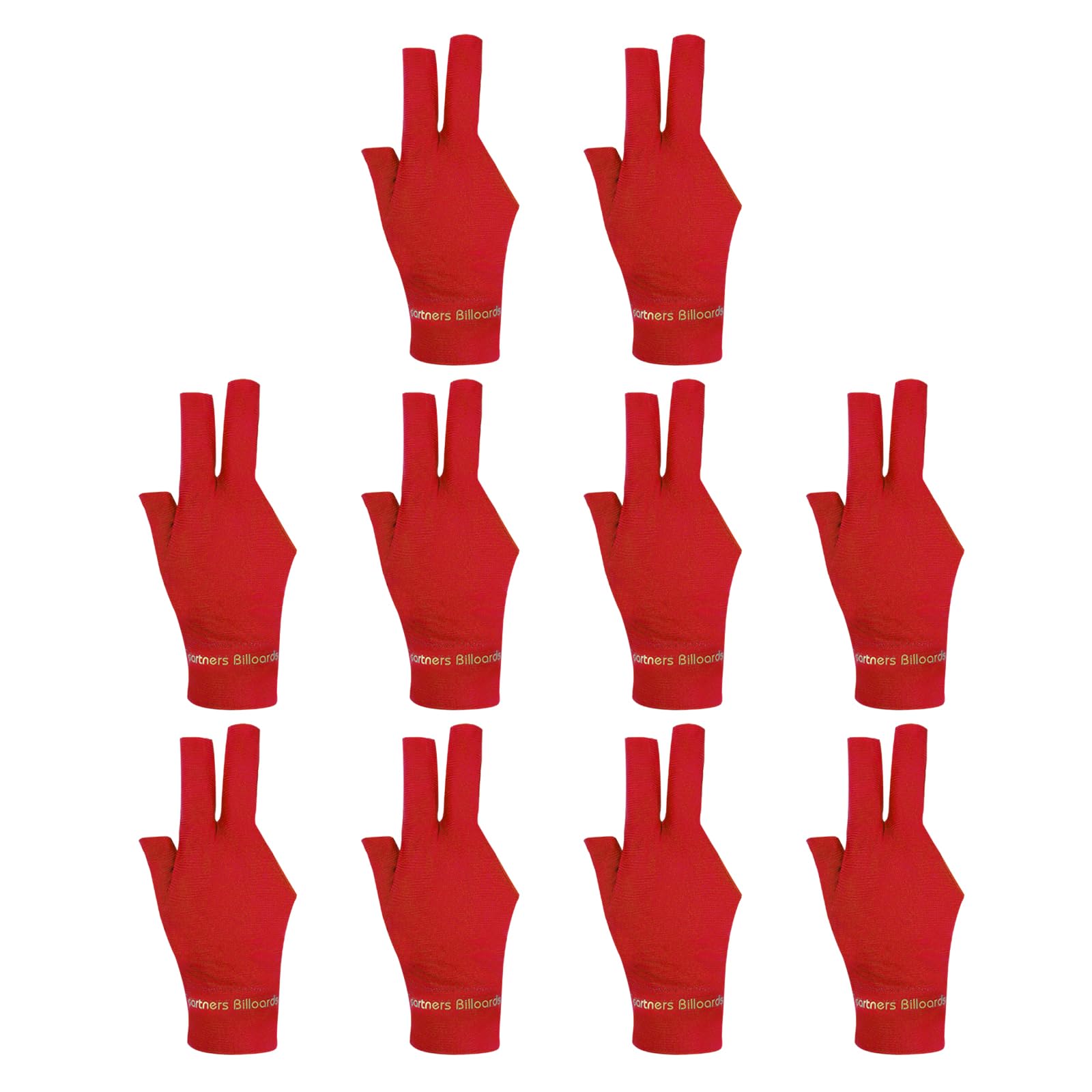 PATIKIL 10pcs 3 Finger Pool Glove Right Hand Billiard Gloves Pool Cue Accessories Red