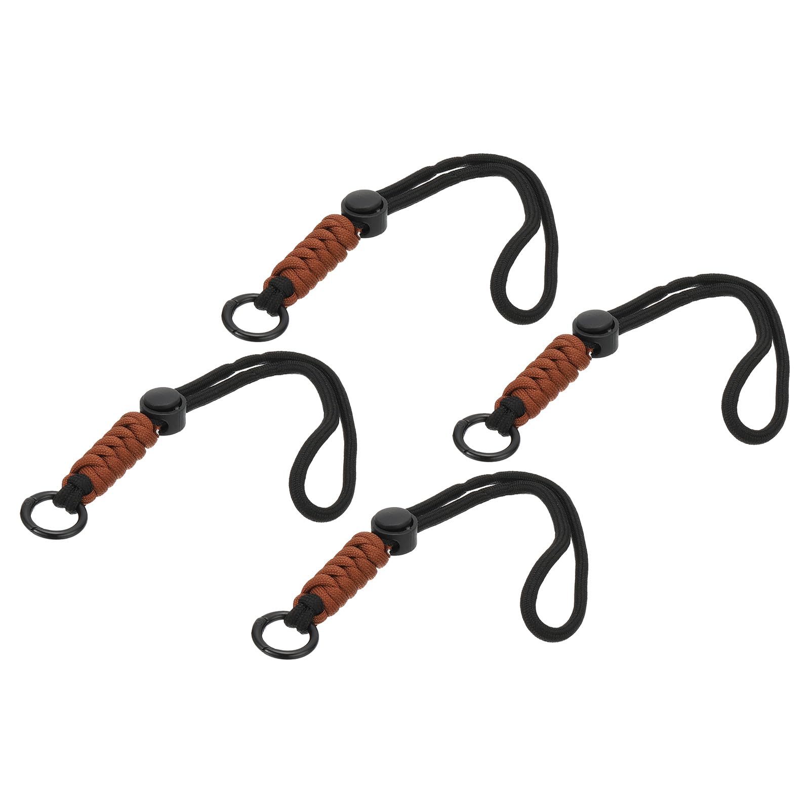 PATIKIL Paracord Lanyard Keychain, 4Pcs Cell Phone Keychain Rope Wrist Lanyards Braided Strap with Spring Ring for Hanging Key, Black, Brown