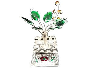 Tulsi Plant { Holy Basil } Decor Pure Sterling Silver ( 15 Grams /.925 Real Silver) For Puja, Diwali Gift,New Year Gift ,Housewarming, Spiritual Worship,Luck & Puja item{ FREE HOLY TULSI BRACELET}