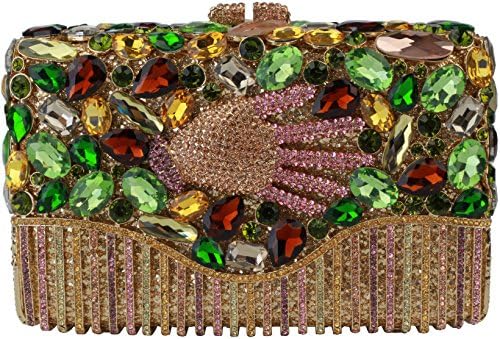 Yilongsheng Women Full Rhinestones Clutch Handbags For Party Wedding L-4013(Green)