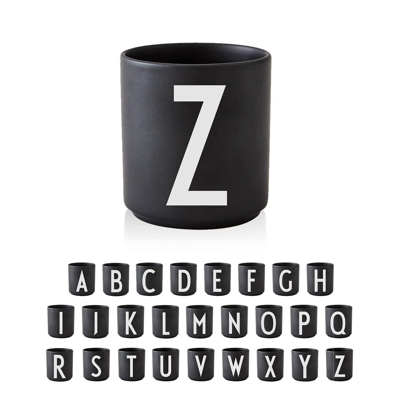 Design Letters Coffee Cup (A-Z) | Personalized Gift for Men, Women & Friends | Porcelain Mug | Tea Cup | Initial Letter for Table Decoration | Black 250 Ml