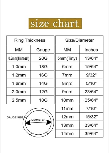 FOLLOWMOON 8mm Septum Ring Gold Nose Rings Hoop 18 Gauge Nose Hoop