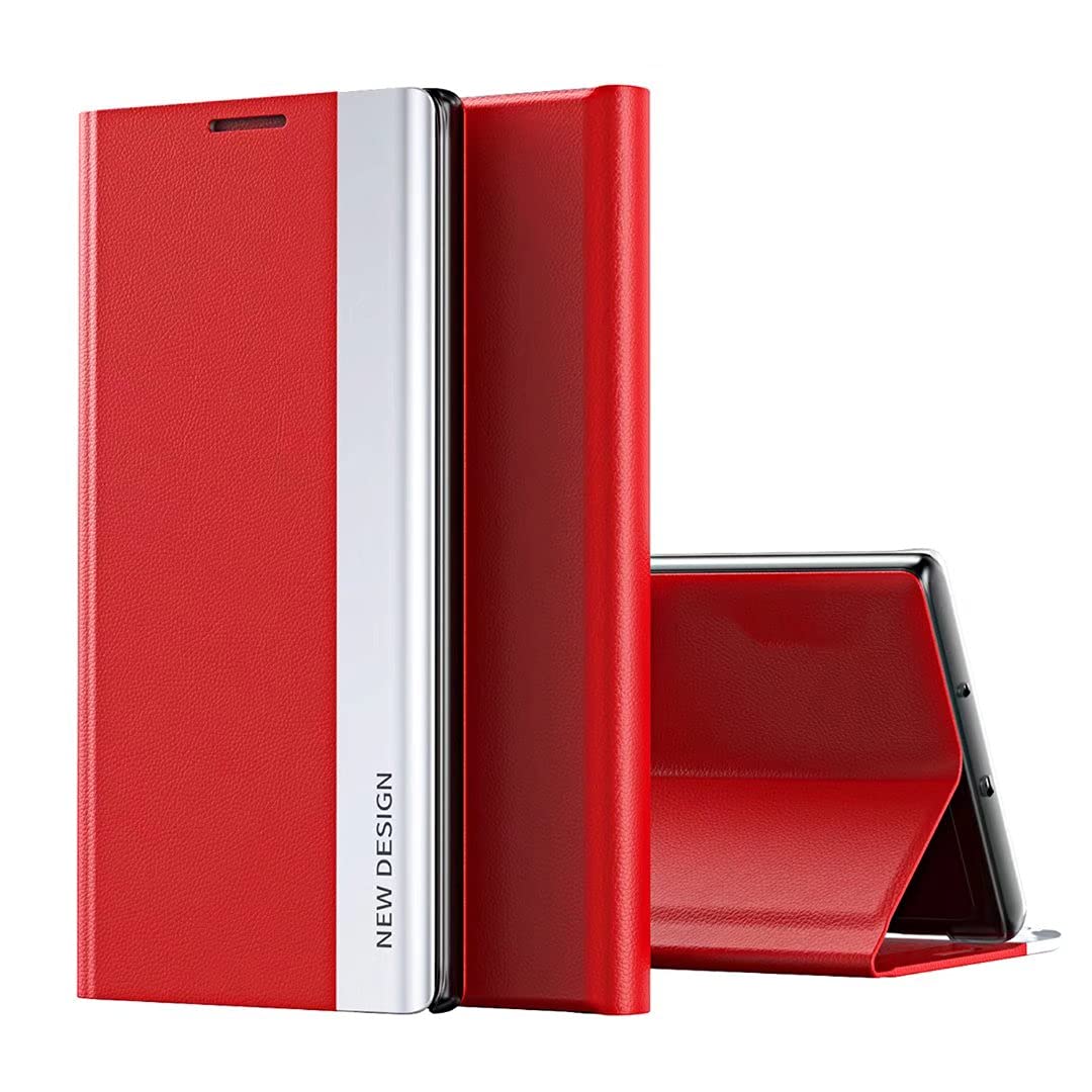 COQUE Case for Xiaomi 11T Pro Cover,Ultra Slim Flip Right Side Magnetic Leather Shell,Shockproof TPU Phone cover for Xiaomi 11T Pro/Xiaomi 11T-Red