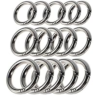 Mike Home Zinc Alloy Round Carabiner Spring Snap Clips Hook Keychain Keyring Buckle，3 Size,15 Pieces