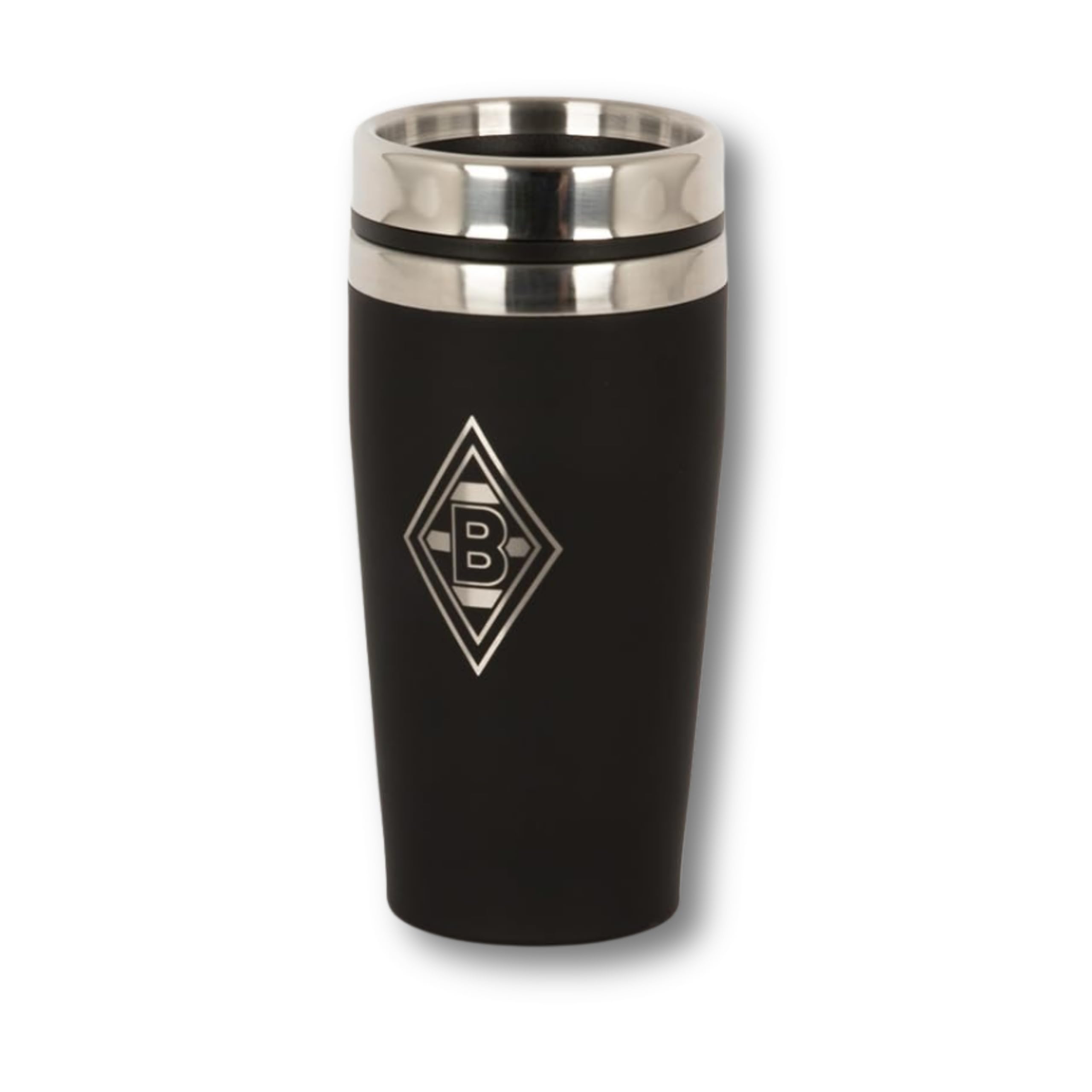 Borussia Mönchengladbach Thermal Mug "Raute" | Official Fan Item Foal Shop | Coffee Mug to Go | Drinking Cup Leak-Proof with Silver Club Diamond - 450 ml Vol.