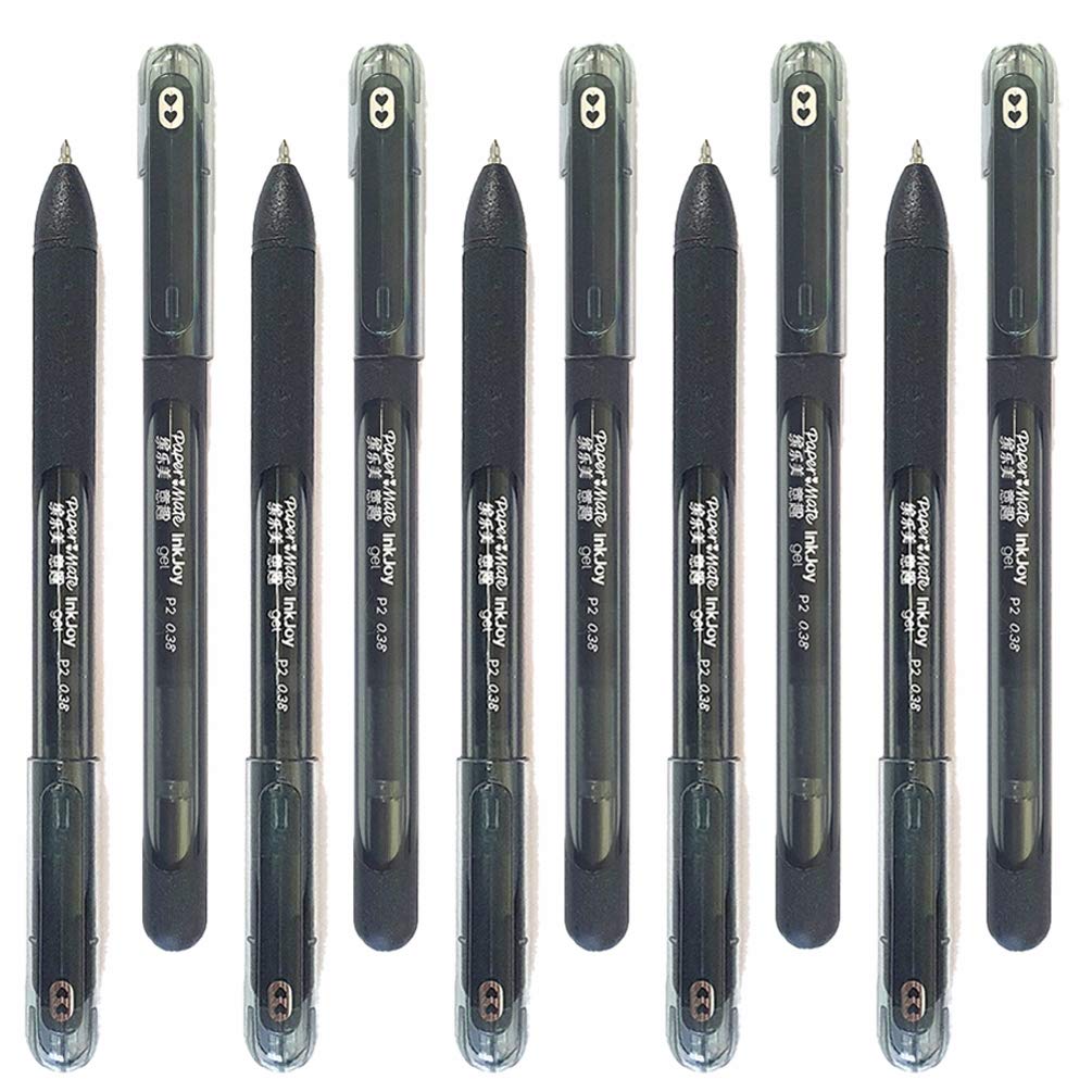 10 x PaperMate InkJoy Gel Ink Pens Capped Stick Pen, Ultra Fine Point 0.38mm, Black - Loose in Plain Packaging [ASIA IMPORT]