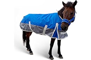 1200D Waterproof Horse Turnout Blanket for Mini Horse, Pony, Foal, Donkey 260g Medium Weight Winter Horse Blanket for Miniatu