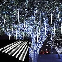 Outdoor Lights,LED E26/E27 Meteor Shower Rain Lights,Waterproof Garden Lights Snow Falling Raindrop Cascading light for Holiday Wedding Home Xmas Tree Decor 8 Pack