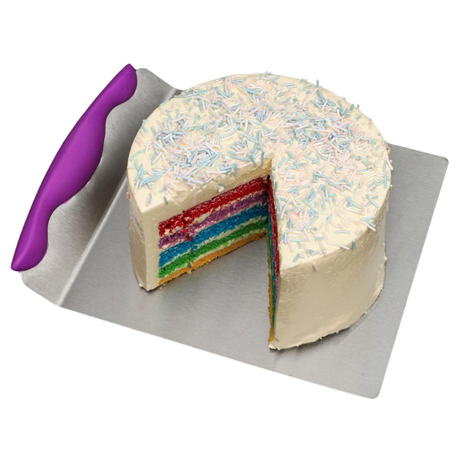 VIFERR Cake Lifter Stainless Steel Cake Pizza Transfer Tray Dough Cutter Shovel Moving Plate with Comfort Grip Handle for Pizza Bread Pie Baking Tool