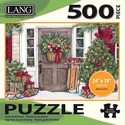 LANG - 500 Piece Puzzle -"Holiday Door", Artwork by Susan Winget - Linen Finish - 24' x 18' Completed