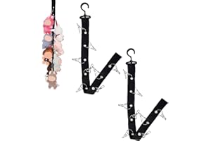 2pcs Animal Storage Chain, Plush Toy Hanging Display Strap with 8 Metal Clips Wall & Over Door Organizer Holder for 5.9-6.69i