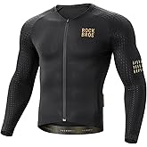 ROCKBROS Men's Cycling Jersey Long Sleeve Shirt Bike Jersey Men with Full Zipper Pocket Quick Dry