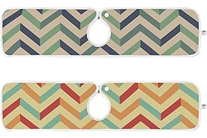 QWTHUM Sink Faucet Absorbing Mat Kitchen Sink Splash Guard Splash Faucet Drip Catcher for RV Bathroom 2PCS 23.6x5.5in Zigzag Lines
