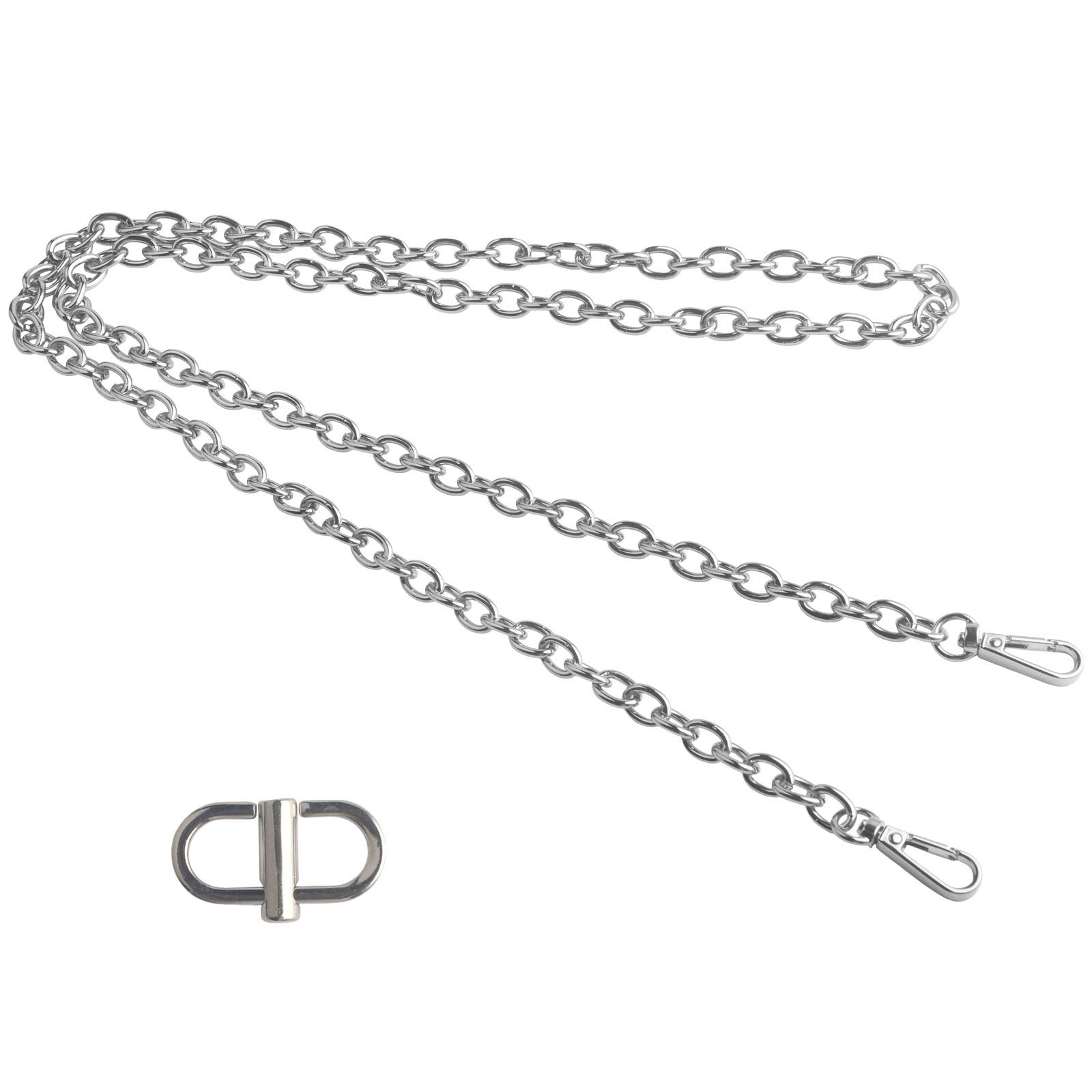 BEAULEGAN Chain Strap Replacement for Handbag Shoulder Crossbody Bag, 130 cm Long, with an Adjustable Clasp (Silver)