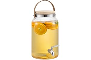 Navaris Drink Dispenser - 1.5 Gallon(5.6L), with 18/8 Stainless Steel Leakproof Spigot, Glass Beverage Dispenser for Parties,