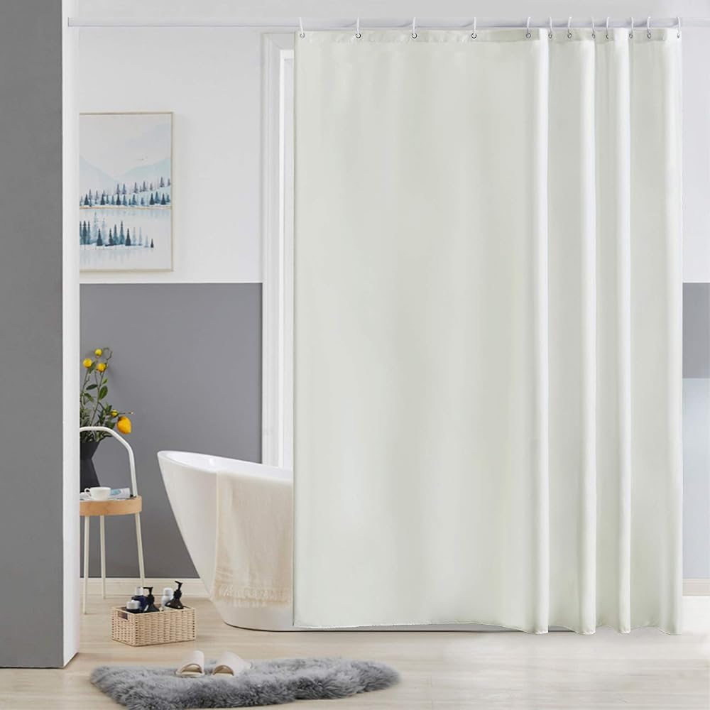 Furlinic Beige Shower Curtain 72x72 Extra Large Waterproof Fabric Liner 12 Rings