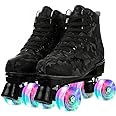 jessie Outdoor Roller Skates Women Adult with Light Up Wheels Black Quad Skating for Men Youth Boys Girls