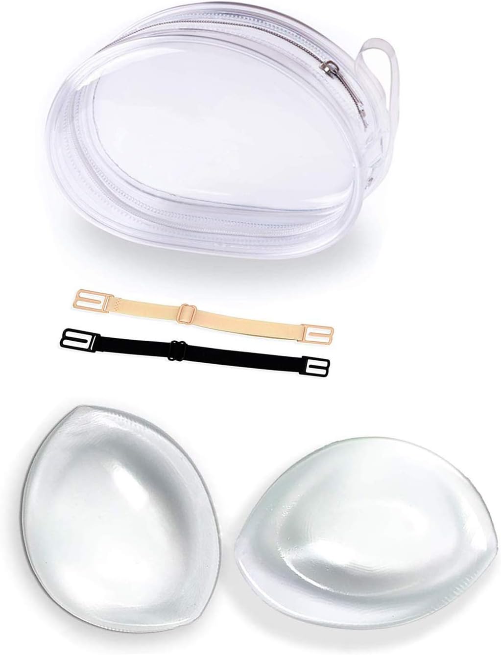 Waterproof Silicone Gel Bra Inserts - Breast Pads Chest Push Up & Firming Bust Enhancers Padding for Womens with Storage Bag (Clear, M(Fit A/B Cup))