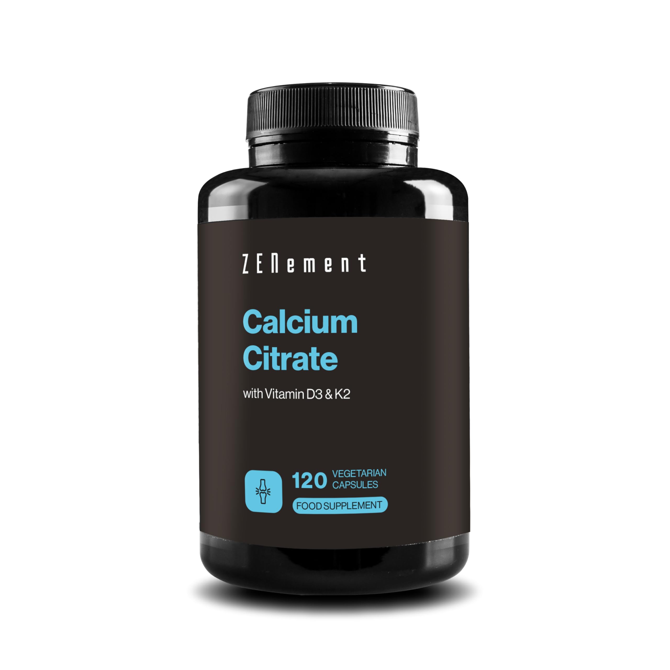 Calcium Citrate with Vitamin D3 and K2 - for Healthy Teeth, Bones and Muscles - Formulated with Enhanced D3 and K2 - Highly absorbable - 120 Vegetarian Capsules